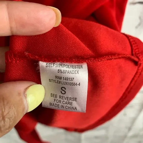 Favlux Red V-Neck Ruched Mini Dress Long Sleeve Size Small Y2K Cocktail Party - Picture 6 of 7